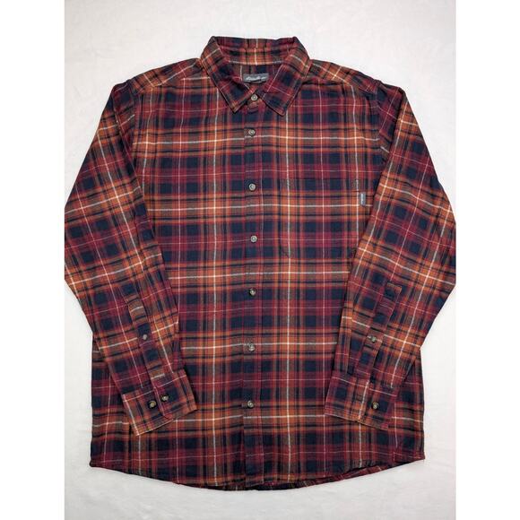 Eddie Bauer Mens Plaid Flannel Shirt Medium Red Black Lumberjack Western Grunge - Picture 3 of 7
